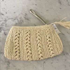 Talbots NWT Cream Woven Wristlet Clutch